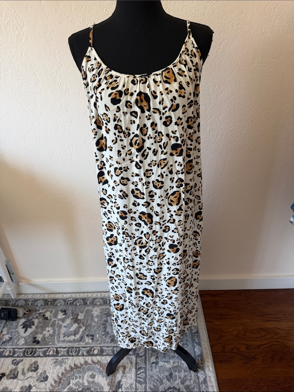 NWT COREY LYNN CALTER Leopard Print White Slip Dress SIZE SMALL